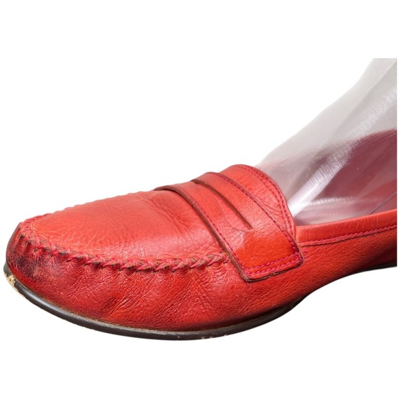 Vintage Pappagallo Penny Loafer Womens 10M Red/Orange  Leather  Casual Preppy - Picture 13 of 16